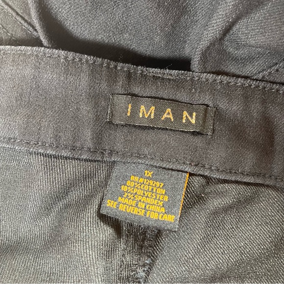 IMAN JEANS WOMENS PLUS 1X BLACK 3 POCKET STRAIGHT LEG GOLD BUTTON CLOSE - Picture 9 of 9